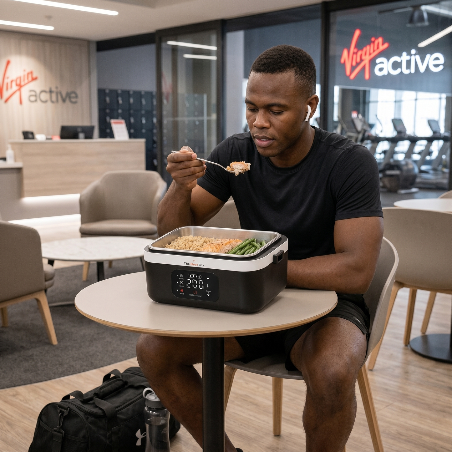 Athlete with HeatBox 2.0 lunch at gym