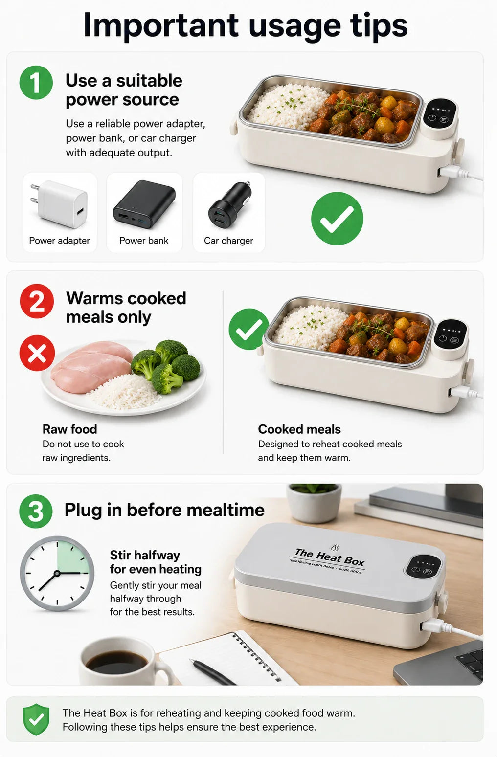 The HeatBox — important usage tips