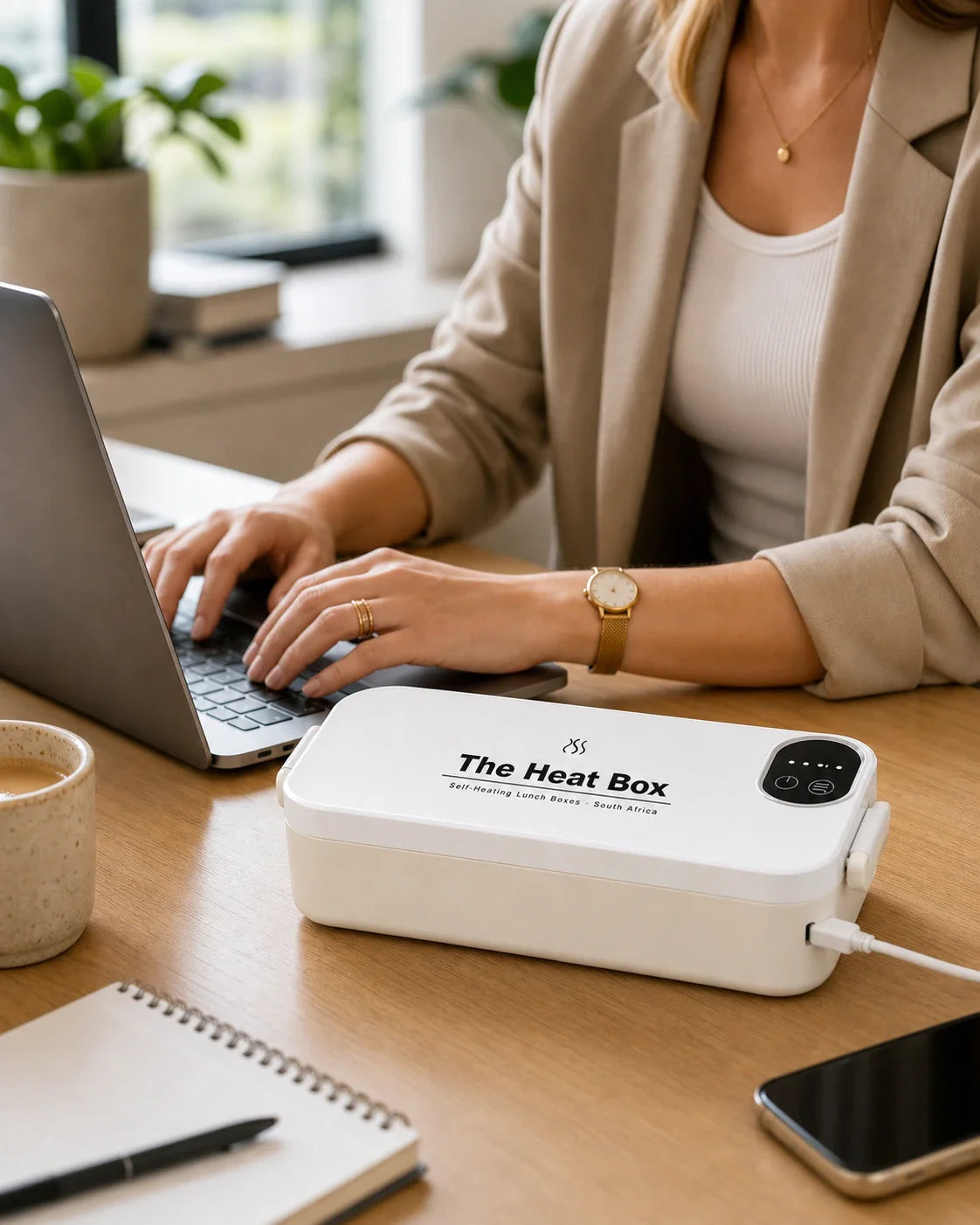 The HeatBox — office desk white lifestyle variant