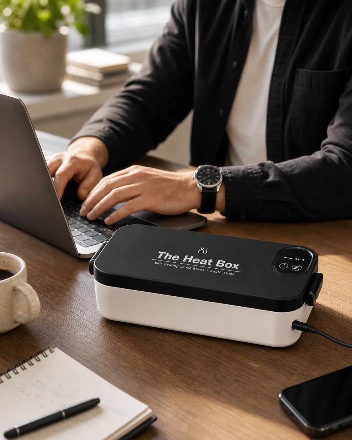The HeatBox — office desk black lifestyle
