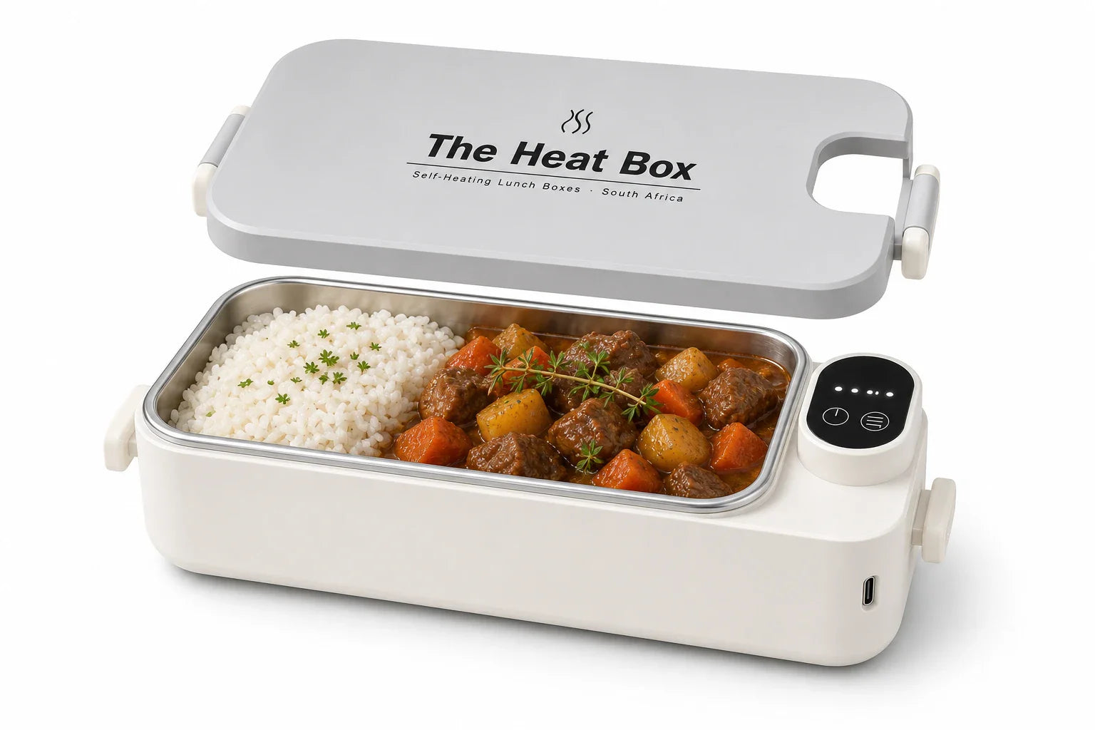 The HeatBox — open with hot meal