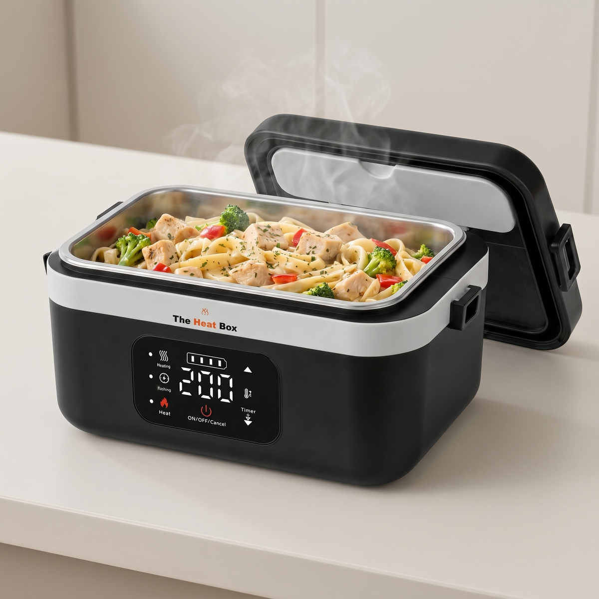 HeatBox 2.0 open with hot meal